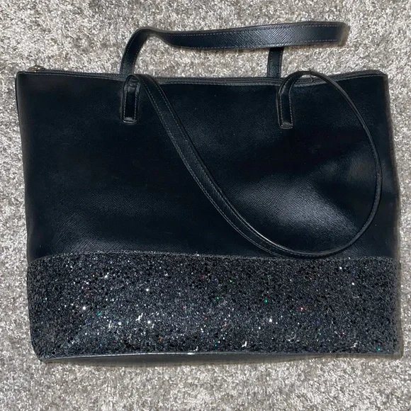 Kate Spade Black Greta Court Glitter Shoulder Tote Bag - Picture 7 of 10